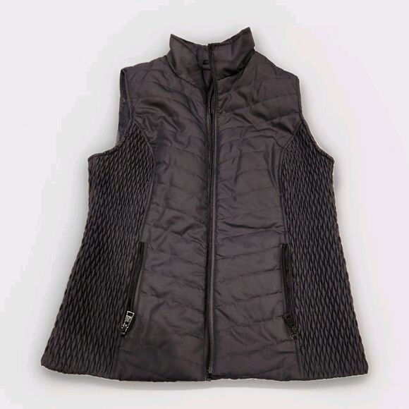 Christopher CJ Banks Solid Smocked Vest Sz Small Gray Stylish Comfy Cozy School - Picture 1 of 10